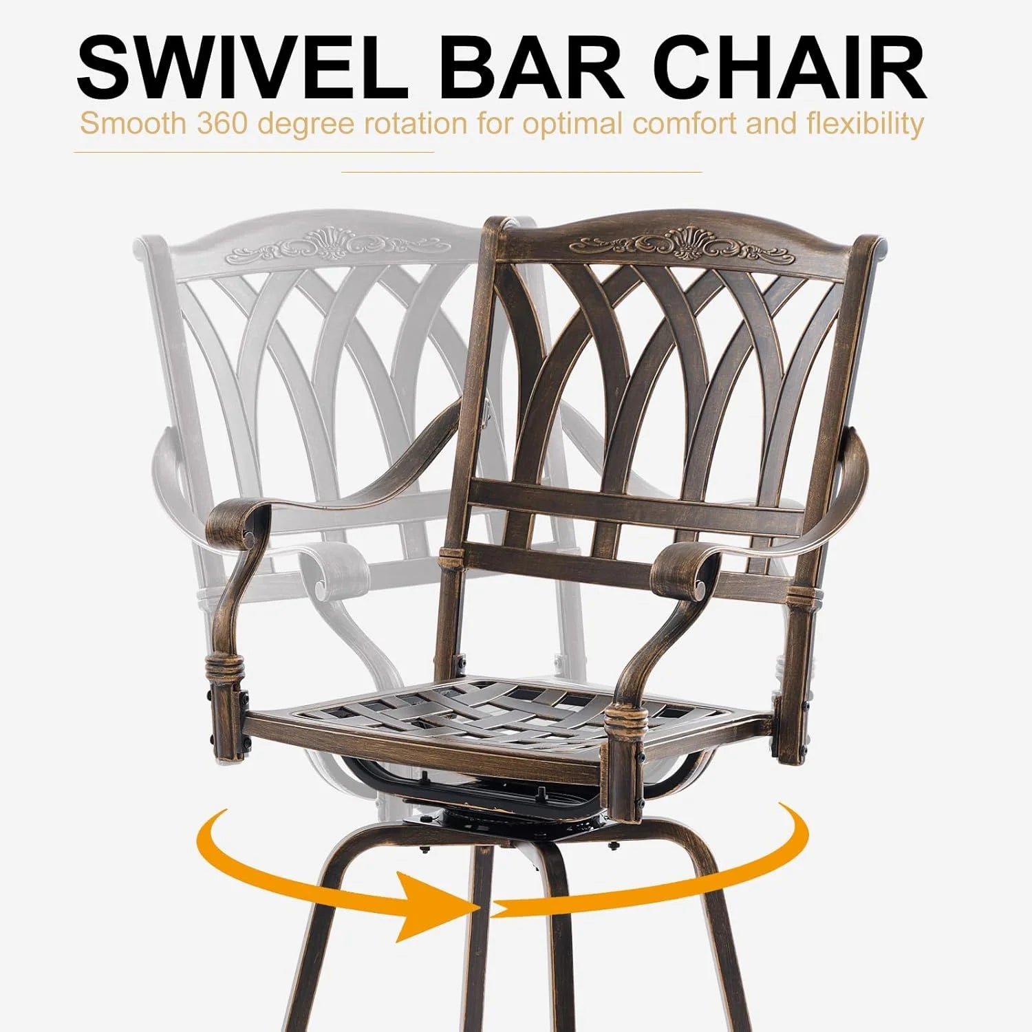 Bar Height Outdoor Table and Chairs, 3 PCS Cast Aluminum Patio Swivel Bar Set Include 31.5" Outdoor High Top Table and Barstool Set of 2 with Cushions