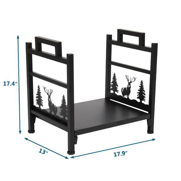 Hottest Small Firewood Rack Holder for Indoor Fireplace, Single-Tier Fire Wood Log Storage Stacker Stand for Outdoor Patio, Black