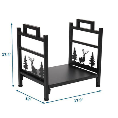 Hottest Small Firewood Rack Holder for Indoor Fireplace, Single-Tier Fire Wood Log Storage Stacker Stand for Outdoor Patio, Black