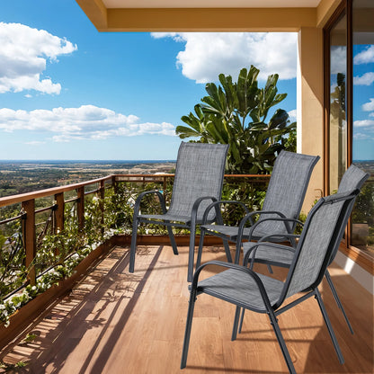 Pirecart Set of 4 Patio Dining Chairs, Textilene Outdoor Stacking Chairs for Poolside, Backyard, Garden