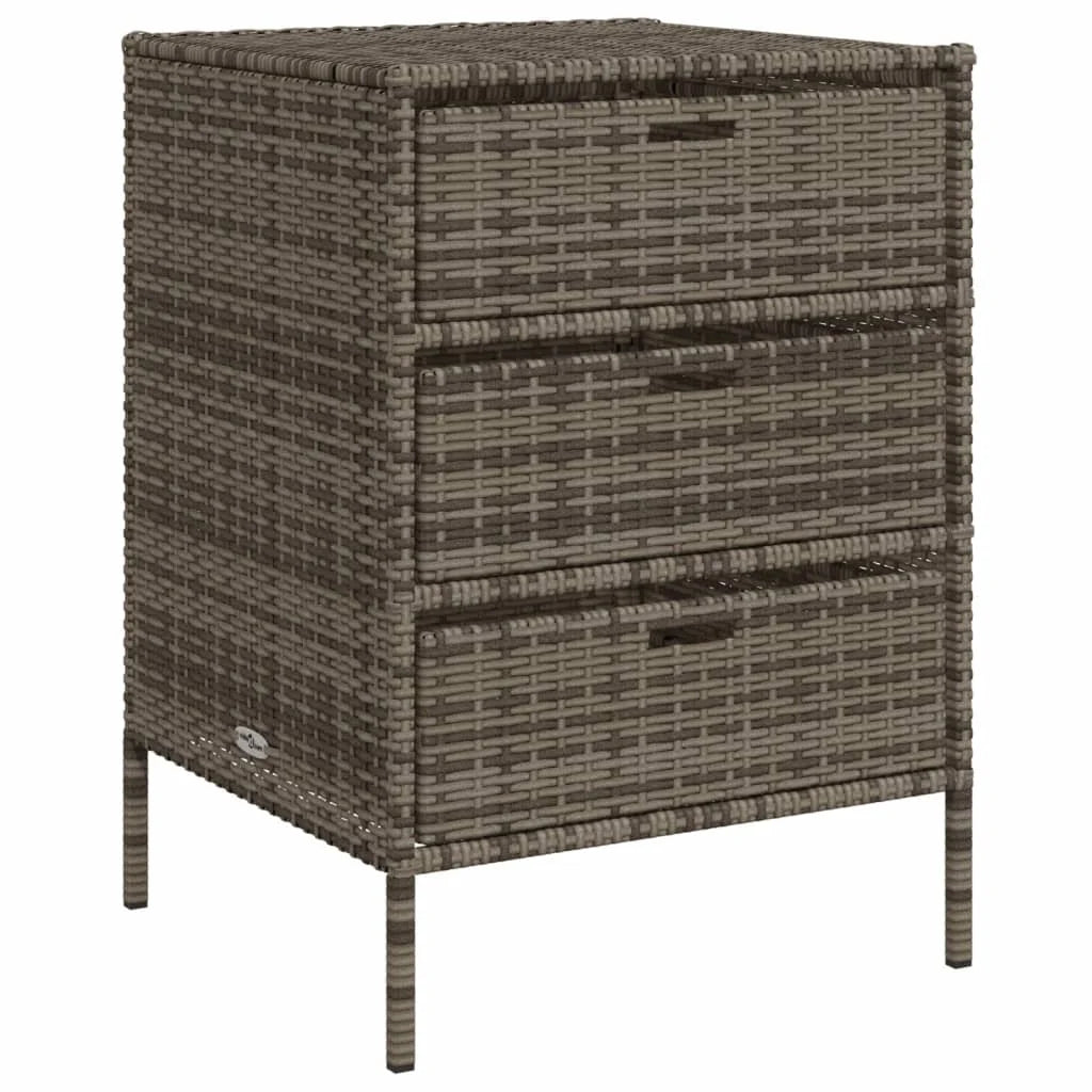 vidaXL Patio Storage Cabinet Brown 21.7"x23.2"x27.2" Poly Rattan