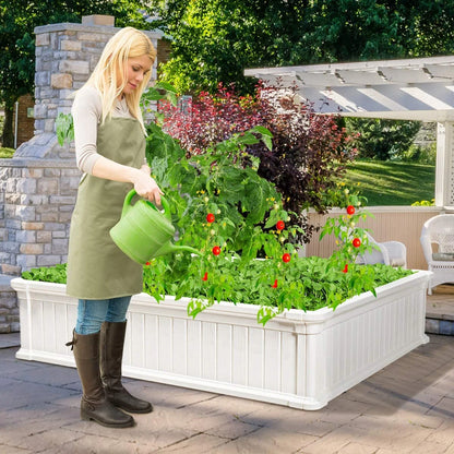 Tumis Raised Garden Bed, Planter for Flower Vegetables, Outdoor Plant Box Patio Backyard, Easy Assembly (48.5''Lx48.5''Wx12''H, White)