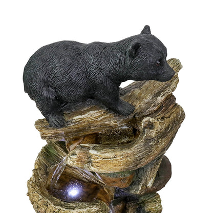39.3in Tall Outdoor Water Fountain Resin Bear Patio Waterfall Fountain for Garden, Deck, Patio, Porch, Yard and Home Art Decor