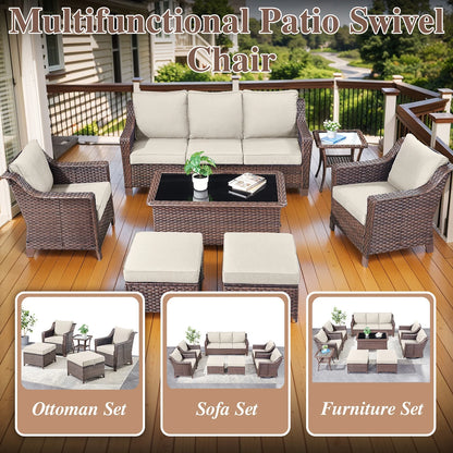 Bellefurn Outdoor Wicker Patio Chairs Set of 2 with Side Table,All-Weather Wicker Rattan Chairs Patio Furniture Chairs for Porch Balcony Backyard Yard Deck
