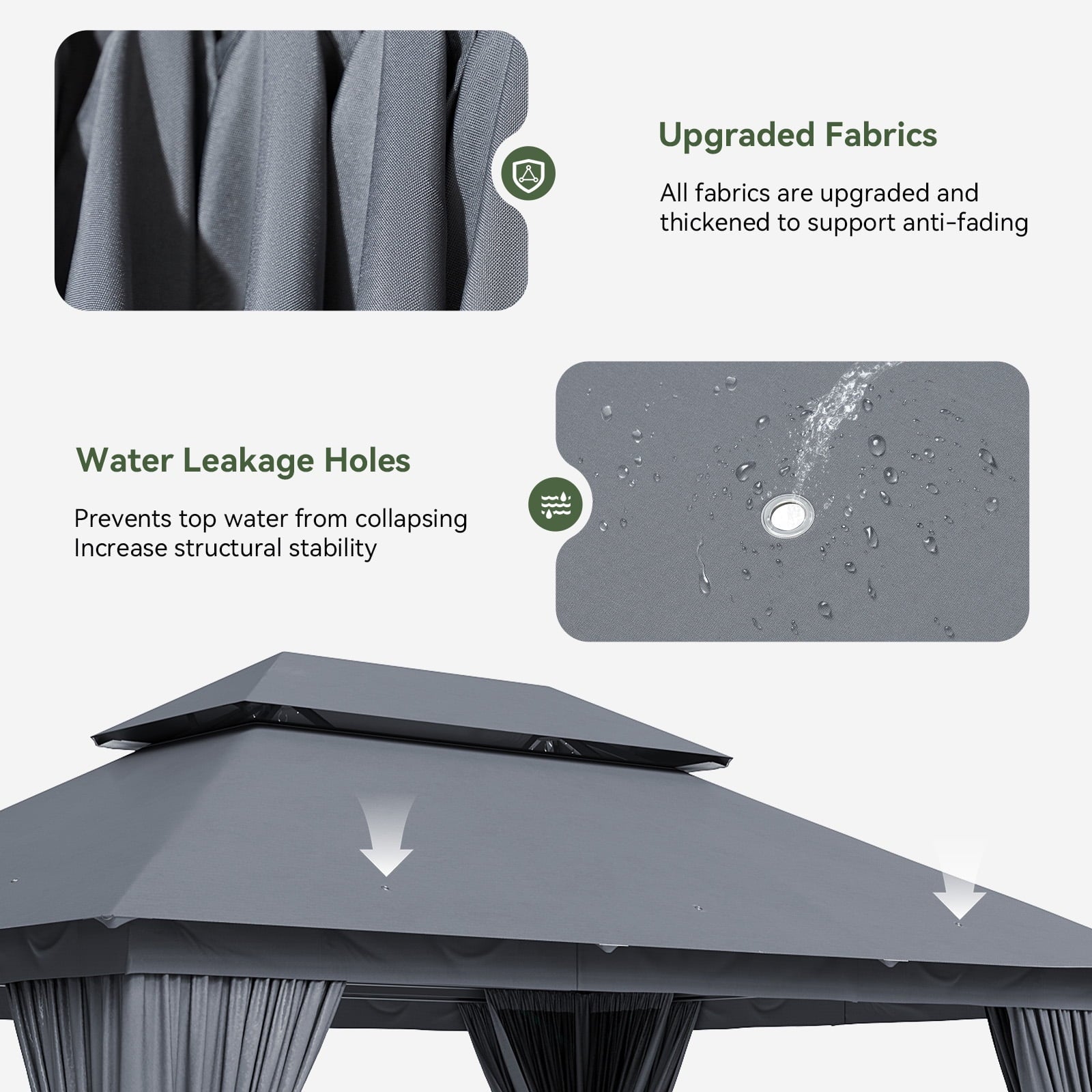 AOXUN Outdoor Gazebo for Patio 10x13, Metal Frame Canopy with Double Roofs, Heavy Duty Party Tent and Shelter with Mosquito Nettings for Backyard, Lawn, Garden,Gray