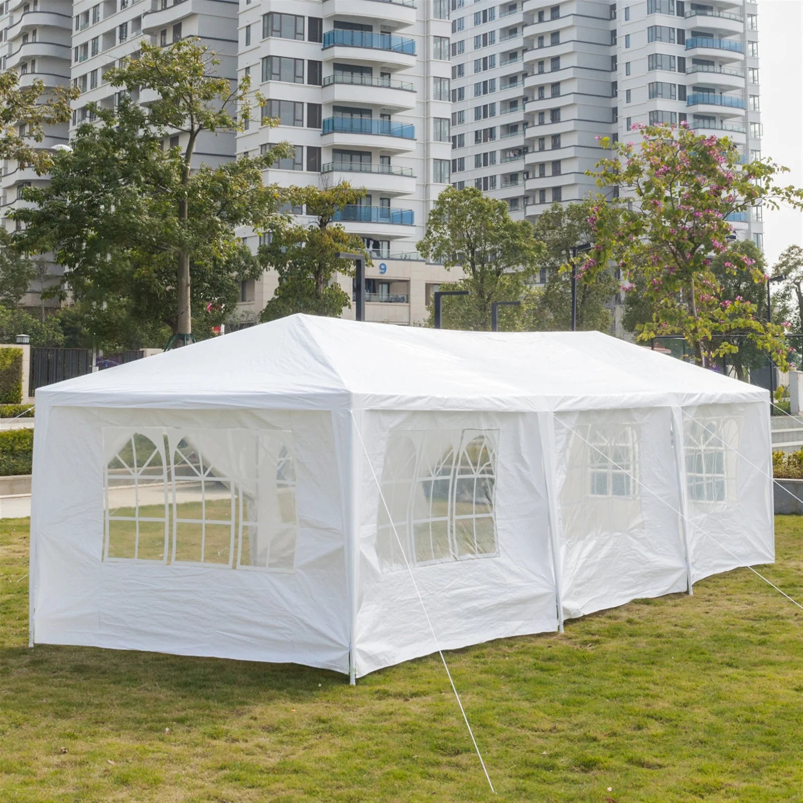 Cfowner 10'x30' 7 Sides Party Tent, Wedding Canopy Tent, Outdoor Patio Folding Gazebo Canopy, White