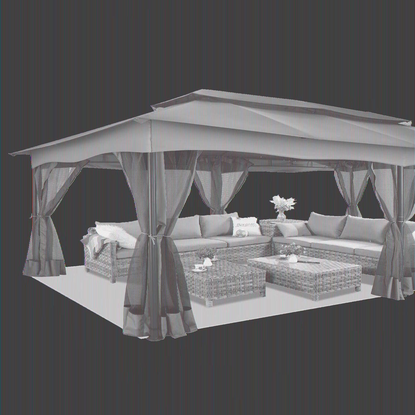 Hoteel 12X20 Heavy Duty Outdoor Patio Gazebo with Mosquito Netting and Curtains, Canopy Tent Deck Gazebo with Double Roofs and Metal Steel Frame for Party, Backyard, Deck, Garden, Gray