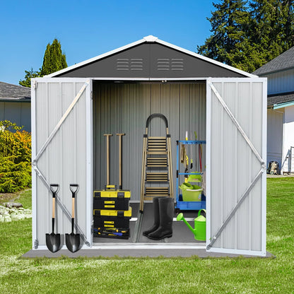 SYNGAR 6' x 4' Outdoor Storage Shed, Metal Garden Shed with Lockable Doors, Tools Storage Shed for Backyard, Patio, Lawn, D9094